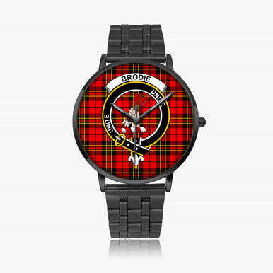 Scottish Brodie Clan Crest Tartan Instafamous Steel Quartz Watches Tartan Plaid Black 1