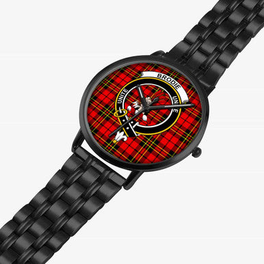 Scottish Brodie Clan Crest Tartan Instafamous Steel Quartz Watches Tartan Plaid Black 2