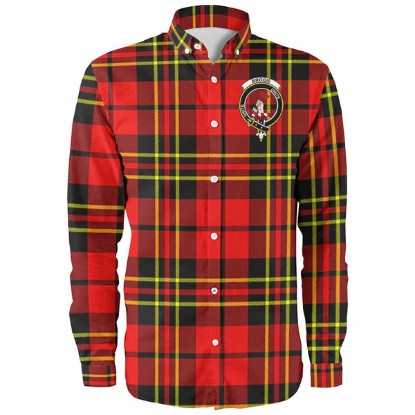 Scottish Brodie Clan Crest Tartan Long Sleeve Shirt Front Side Tartan Plaid