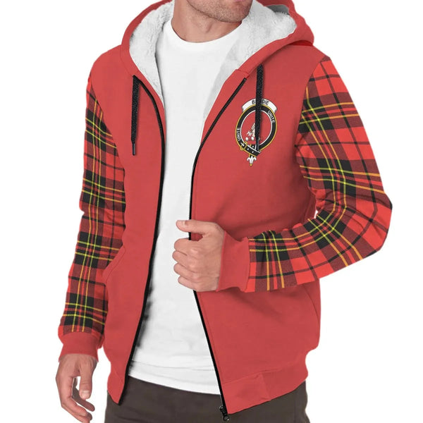 Scottish Brodie Clan Crest Tartan Plaid Sleeve Sherpa Hoodie
