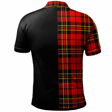 Scottish Brodie Clan Crest Tartan Polo Shirt - Half in Me Back Side Tartan Plaid