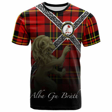 Scottish Brodie Clan Crest Tartan T-Shirt - Celtic With Scotland Lion Front Side Tartan Plaid
