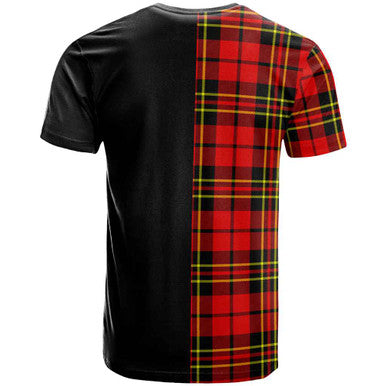 Scottish Brodie Clan Crest Tartan T-Shirt Half in Me Back Side Tartan Plaid
