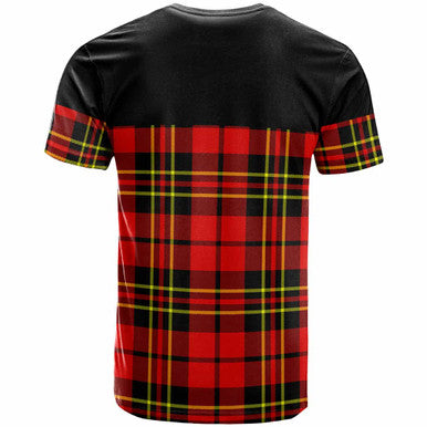 Scottish Brodie Clan Crest Tartan T-Shirt - Horizontal Style Back Side Tartan Plaid