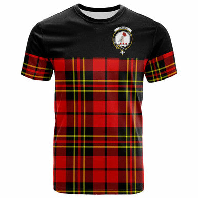 Scottish Brodie Clan Crest Tartan T-Shirt - Horizontal Style Front Side Tartan Plaid