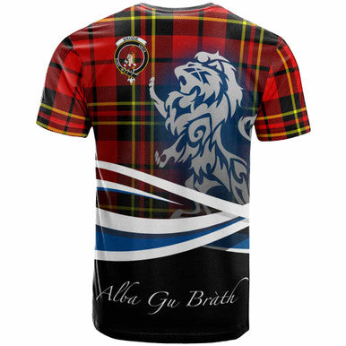 Scottish Brodie Clan Crest Tartan T-Shirt - Scotland Lion Back Side Tartan Plaid
