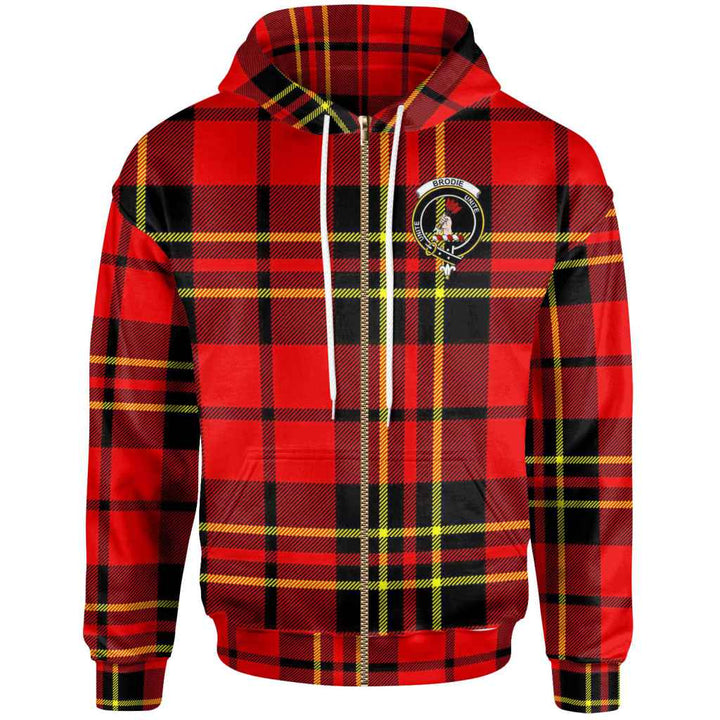 Scottish Brodie Clan Crest Tartan Hoodie Zip Tartan Plaid
