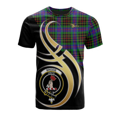 Scottish Brodie Hunting Modern Clan Crest Tartan T-Shirt Believe in Me Front Side Tartan Plaid