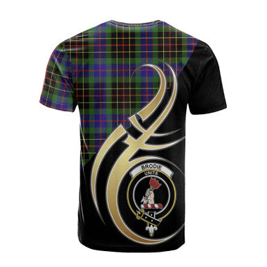Scottish Brodie Hunting Modern Clan Crest Tartan T-Shirt Believe in Me Back Side Tartan Plaid