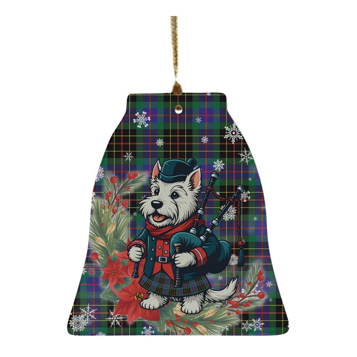 Scottish Brodie Hunting Modern Clan Tartan Ceramic Ornament Cute Scottish Terrier Dog Bell Style Tartan Plaid