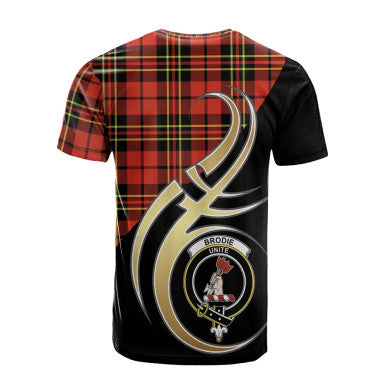Scottish Brodie Modern Clan Crest Tartan T-Shirt Believe in Me Back Side Tartan Plaid