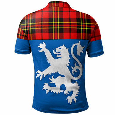 Scottish Brodie Modern Clan Tartan Polo Shirt - Lion Rampant of Scotland With Flag Back Side Tartan Plaid