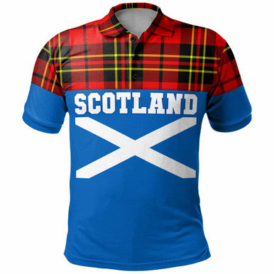Scottish Brodie Modern Clan Tartan Polo Shirt - Lion Rampant of Scotland With Flag Front Side Tartan Plaid