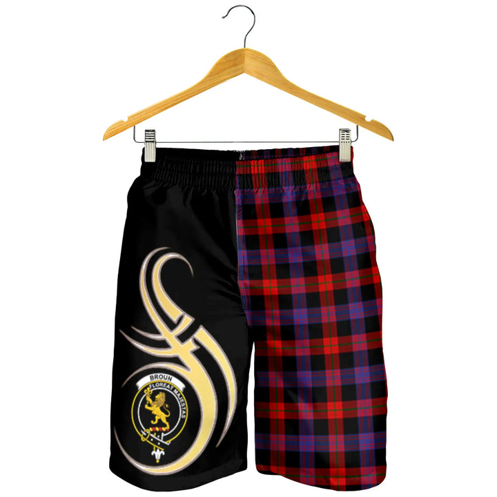 Scottish Broun Clan Crest Tartan Believe in Me Men's Shorts
