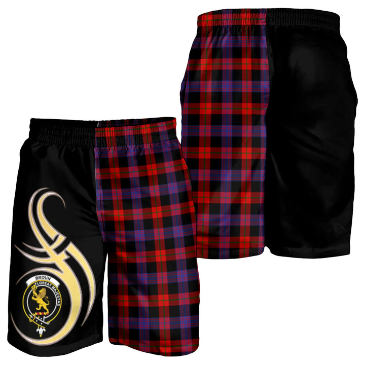 Scottish Broun Clan Crest Tartan Believe in Me Men's Shorts
