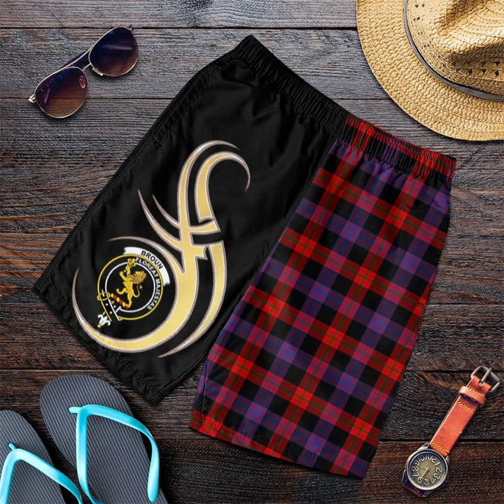 Scottish Broun Clan Crest Tartan Believe in Me Men's Shorts
