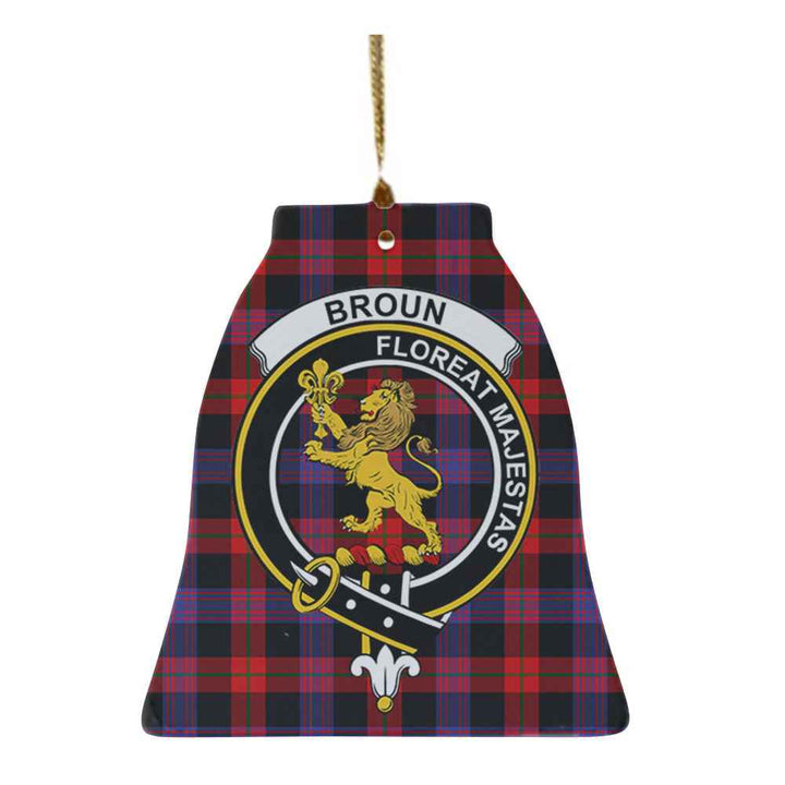 Scottish Broun Clan Crest Tartan Ceramic Ornament Bell Shape Tartan Plaid
