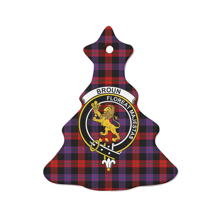Scottish Broun Clan Crest Tartan Ceramic Ornament Tree Shape Tartan Plaid