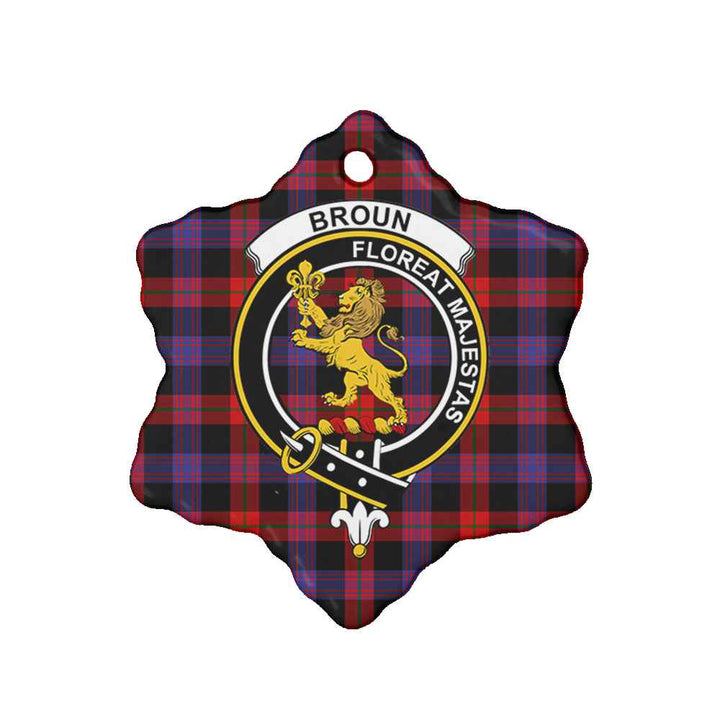 Scottish Broun Clan Crest Tartan Ceramic Ornament Snow Flake Shape Tartan Plaid