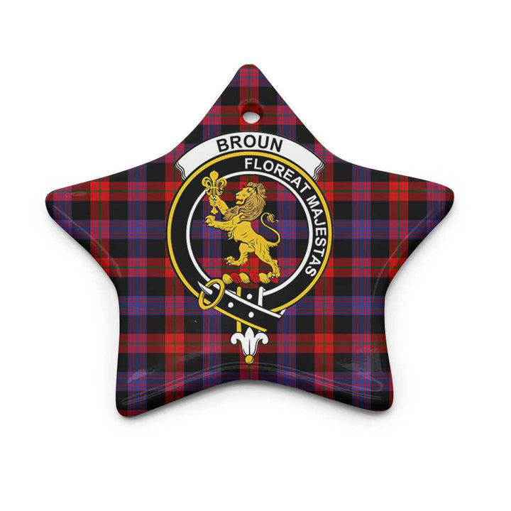 Scottish Broun Clan Crest Tartan Ceramic Ornament Star Shape Tartan Plaid