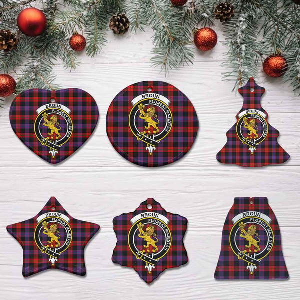 Scottish Broun Clan Crest Tartan Ceramic Ornament All Tartan Plaid