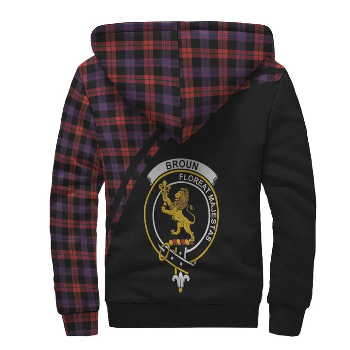 Scottish Broun Clan Crest Tartan Curve Sherpa Hoodie