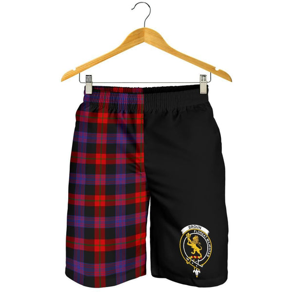 Scottish Broun Clan Crest Tartan Half of Me Men's Shorts