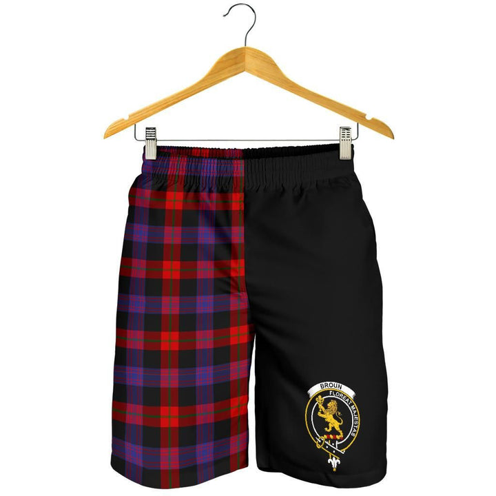 Scottish Broun Clan Crest Tartan Half of Me Men's Shorts