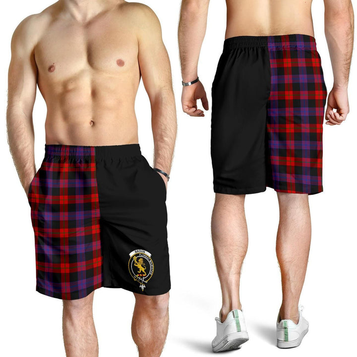 Scottish Broun Clan Crest Tartan Half of Me Men's Shorts