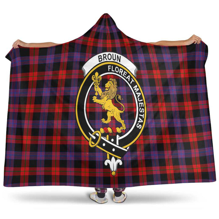 Scottish Broun Clan Crest Tartan Hooded Blanket Tartan Plaid 1