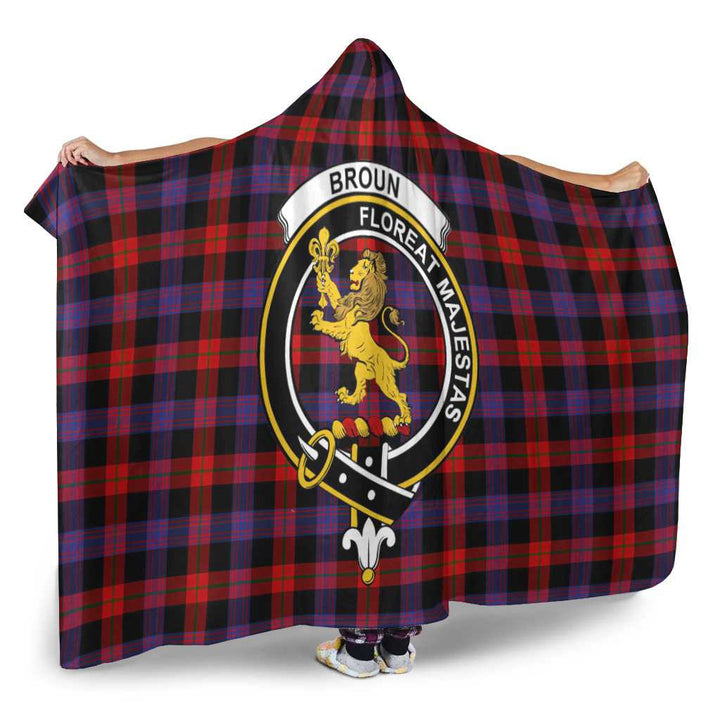 Scottish Broun Clan Crest Tartan Hooded Blanket Tartan Plaid 2
