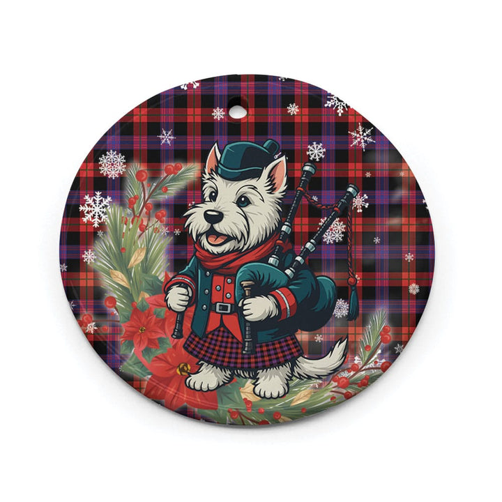 Scottish Brown Modern Clan Tartan Ceramic Ornament Cute Scottish Terrier Dog Circle Style Tartan Plaid