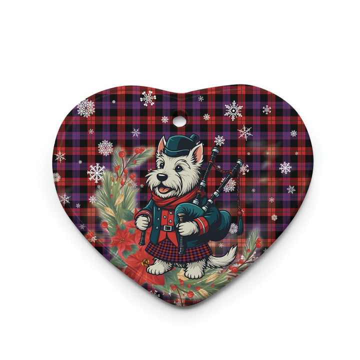 Scottish Brown Modern Clan Tartan Ceramic Ornament Cute Scottish Terrier Dog Heart Style Tartan Plaid