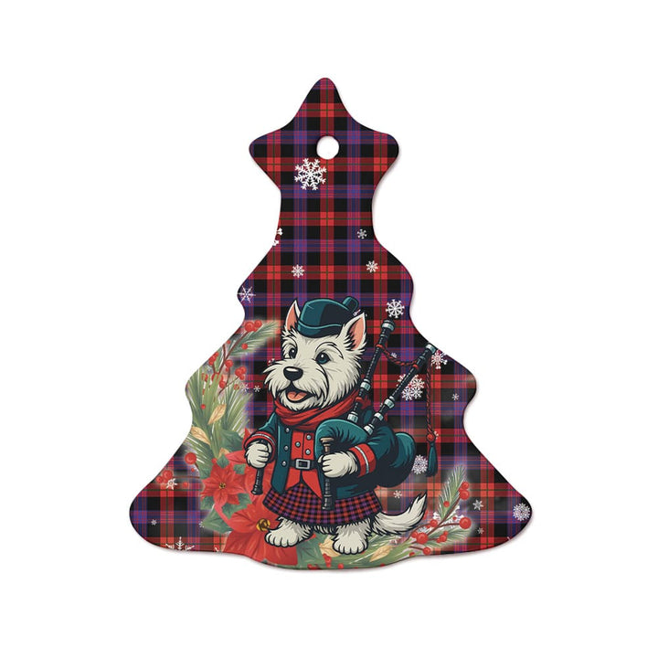Scottish Brown Modern Clan Tartan Ceramic Ornament Cute Scottish Terrier Dog Tree Style Tartan Plaid