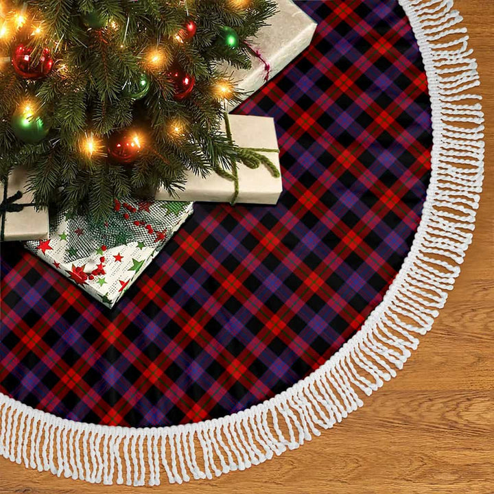 Scottish Brown Modern Clan Tartan Christmas Tree Skirt Tassels 2 Tartan Plaid