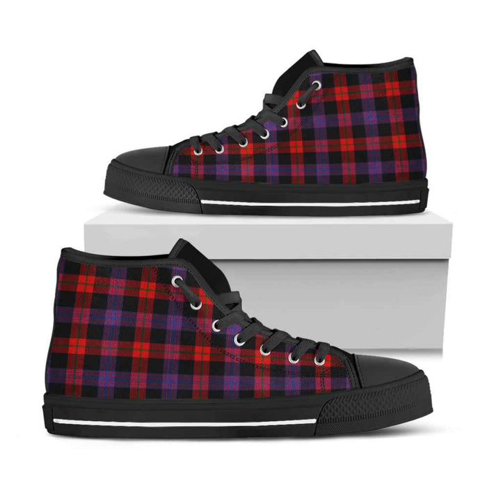 Scottish Brown Modern Clan Tartan High Top Shoes Black Sole Tartan Plaid