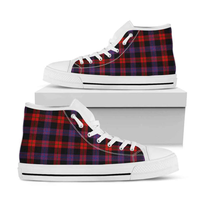 Scottish Brown Modern Clan Tartan High Top Shoes White Sole Tartan Plaid