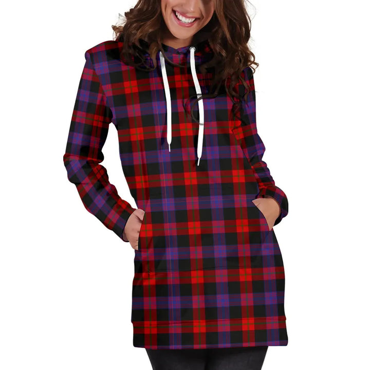 Scottish Brown Modern Clan Tartan Hoodie Dress