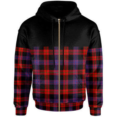 Scottish Brown Modern Clan Tartan Hoodie - Horizontal Style Zip Tartan Plaid