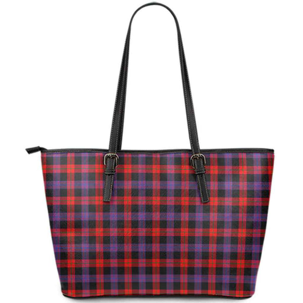 Scottish Brown Modern Clan Tartan Leather Tote Tartan Plaid