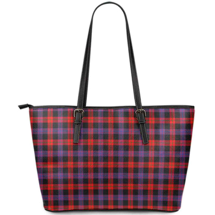 Scottish Brown Modern Clan Tartan Leather Tote Tartan Plaid