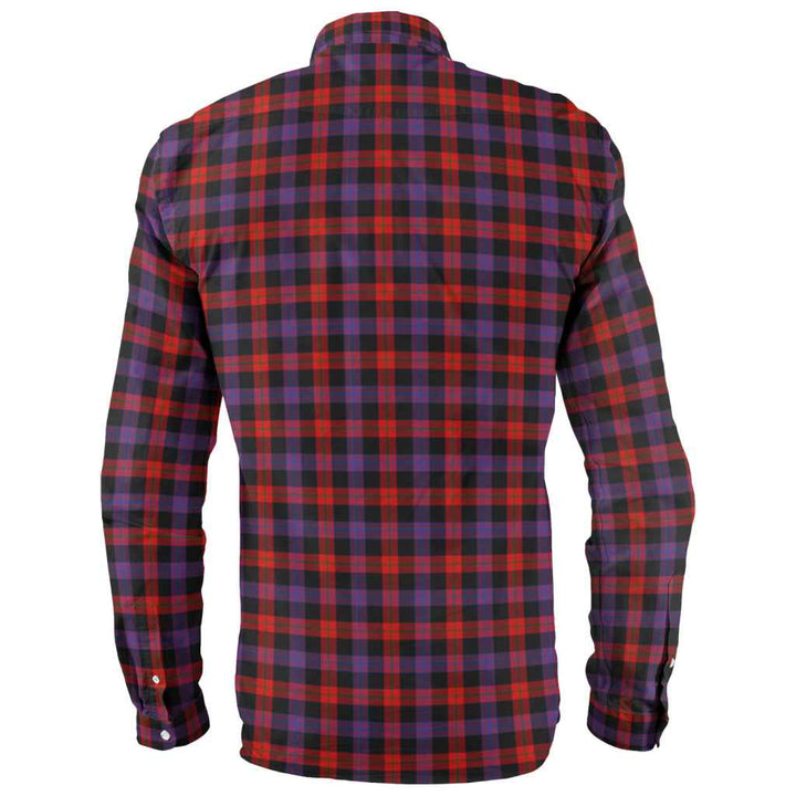 Scottish Brown Modern Clan Tartan Long Sleeve Shirt Back Side Tartan Plaid