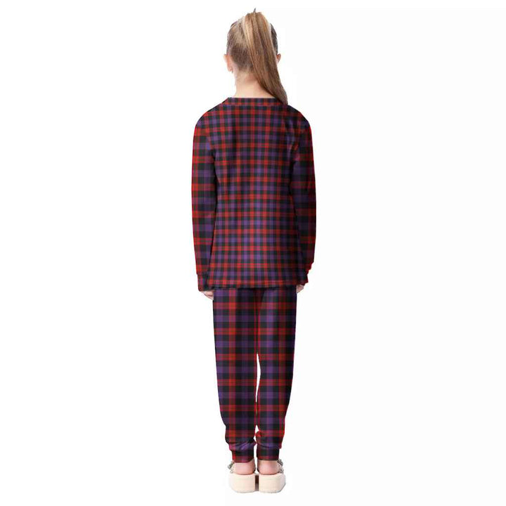 Scottish Brown Modern Clan Tartan Pajama Set Kid Back Side Tartan Plaid