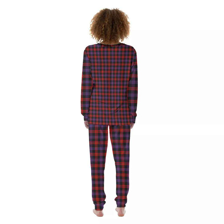 Scottish Brown Modern Clan Tartan Pajama Set Women Back Side Tartan Plaid