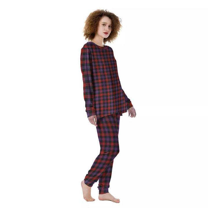 Scottish Brown Modern Clan Tartan Pajama Set Women Front Side Tartan Plaid