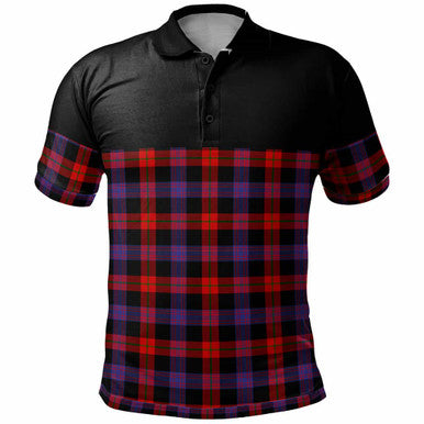 Scottish Brown Modern Clan Tartan Polo Shirt - Horizontal Style Front Side Tartan Plaid