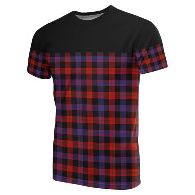 Scottish Brown Modern Clan Tartan T-Shirt Horizontal Style Front Side Tartan Plaid