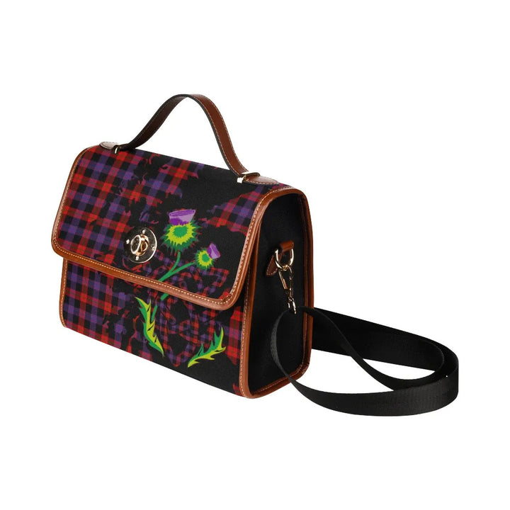 Scottish Brown Modern Clan Tartan Waterproof Canvas Bag With Thistle Tartan Plaid 4