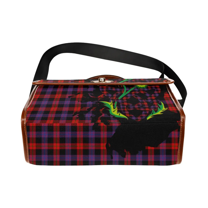 Scottish Brown Modern Clan Tartan Waterproof Canvas Bag With Thistle Tartan Plaid 5