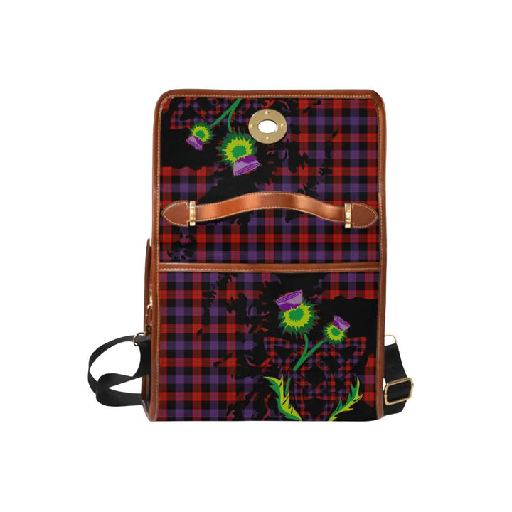 Scottish Brown Modern Clan Tartan Waterproof Canvas Bag With Thistle Tartan Plaid 6